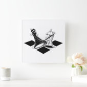 Schachspiel Quadratische Wanduhr (Zuhause)