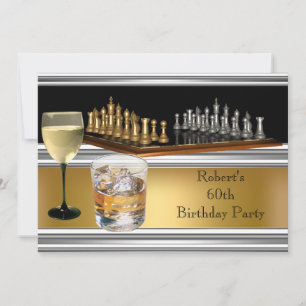 Schachspiel Wein Gold zum 60. Geburtstag für Männe Einladung