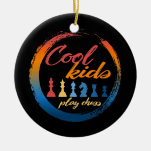 Schachspieler Cool Kids spielen Schachbrettspiel Keramik Ornament