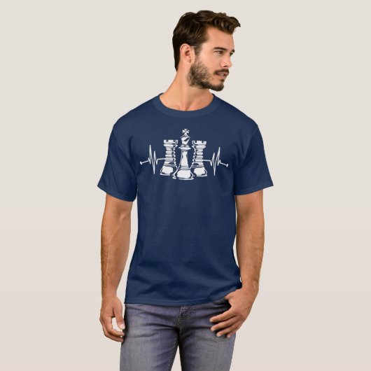 Schachspieler Geschenk Checkmate Chessman Heartbea T-Shirt (Vorne ganz)