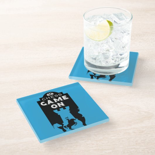 Schachspieler Glasuntersetzer (Schrägansicht)