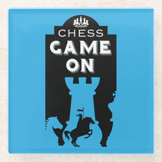 Schachspieler Glasuntersetzer (Vorderseite)