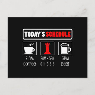 Schachspieler   Heute Zeitplan Kaffee Schach Feiertagspostkarte