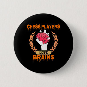 Schachspieler Lieben Hirn Beängstigendes Halloween Button