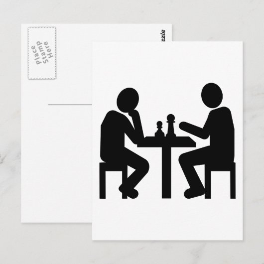 Schachspieler Postkarte (Vorne/Hinten)