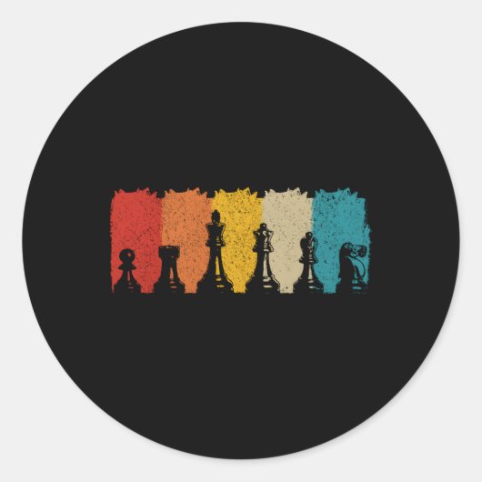 Schachspieler Runder Aufkleber (Vorderseite)