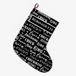Schachspieler Schwarz und Weiß Schachstücknamen Großer Weihnachtsstrumpf