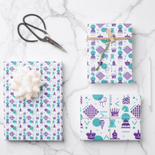 Schachspielerfiguren - Party-Kunstmuster Geschenkpapier Set