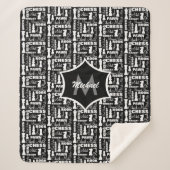 Schachspielerthema Cool Mit Monogramm Sherpadecke (Vorderseite)