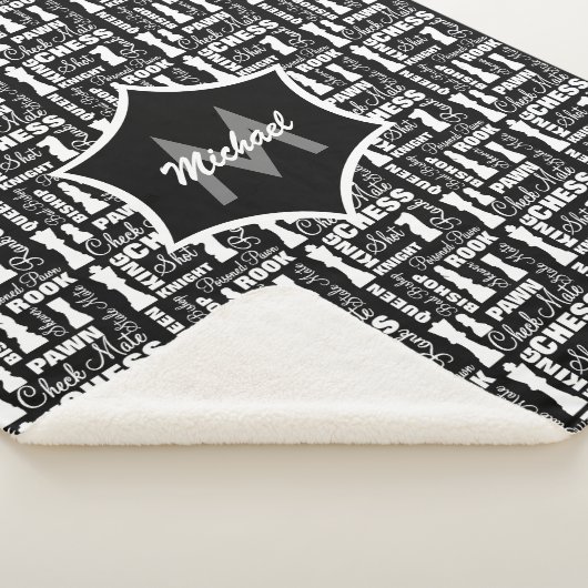 Schachspielerthema Cool Mit Monogramm Sherpadecke (3/4)