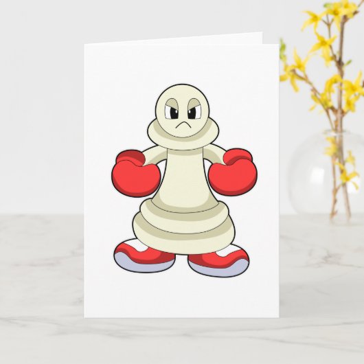 Schachstück als Boxer mit Boxhandschuhen befestigt Karte (Gelbe Blume)