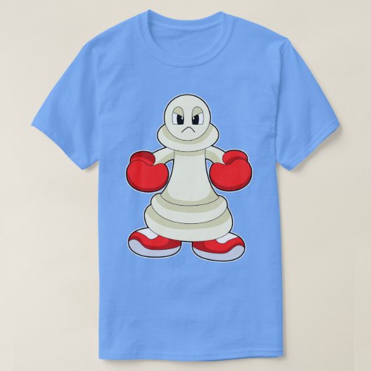 Schachstück als Boxer mit Boxhandschuhen befestigt T-Shirt (Design vorne)