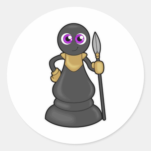 Schachstück bei Schach mit Spear gepaart Runder Aufkleber (Vorderseite)