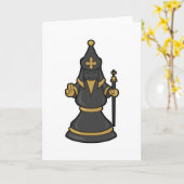 Schachstück Bischof bei Schach mit Personal Karte (Gelbe Blume)