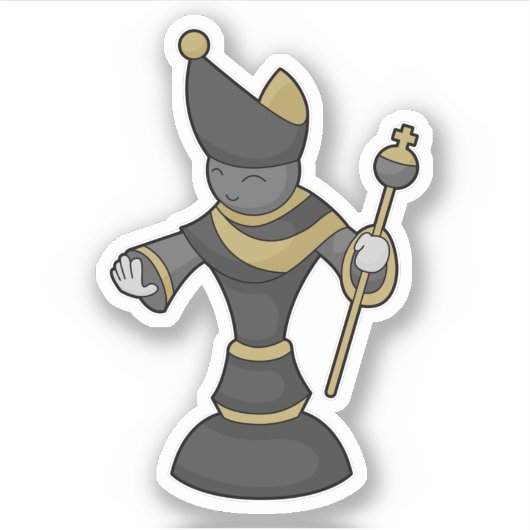 Schachstück Bischofsstab Schach Aufkleber (Vorderseite)