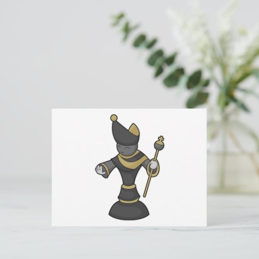 Schachstück Bischofsstab Schach Postkarte (Stehend Vorderseite)
