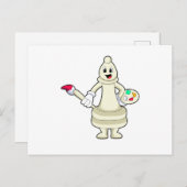 Schachstück Bishop als Maler mit Pinsel & Farbe Postkarte (Vorne/Hinten)