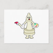 Schachstück Bishop als Maler mit Pinsel & Farbe Postkarte (Vorderseite)