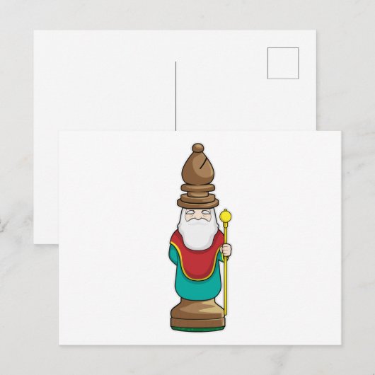 Schachstück Bishop Schach Postkarte (Vorne/Hinten)
