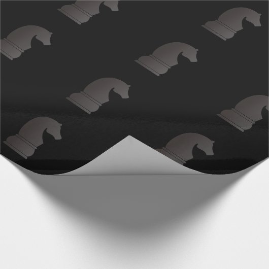 Schachstück des schwarzen Ritters Geschenkpapier (Ecke)