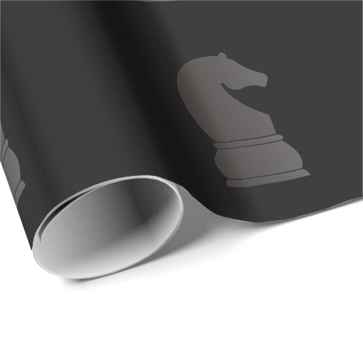 Schachstück des schwarzen Ritters Geschenkpapier (Rolleneckpunkt)