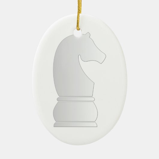 Schachstück des weißen Ritters Keramik Ornament (Vorne)