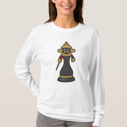 Schachstück King at Schess mit Stab T-Shirt (Vorderseite)