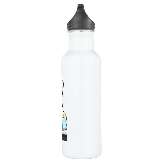 Schachstück König als Kellner mit Handtuch Edelstahlflasche (Rechts)