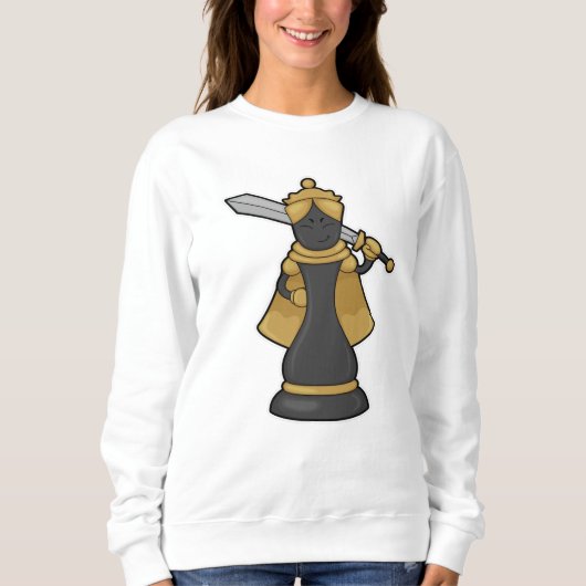 Schachstück Königin im Schach mit Schwert Sweatshirt (Vorderseite)