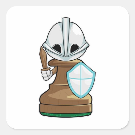 Schachstück Pawn Schach Quadratischer Aufkleber (Vorderseite)