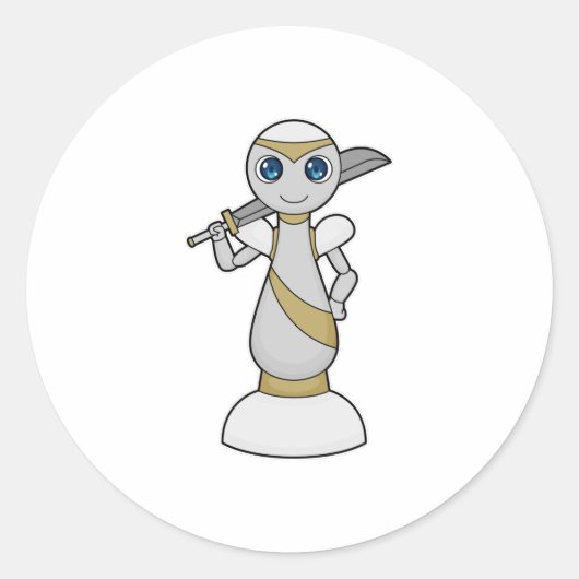 Schachstück Pawn Sword Schach Runder Aufkleber (Vorderseite)