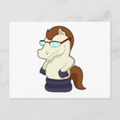 Schachstück Ritter als Pferd mit Sonnenbrille Postkarte (Vorderseite)