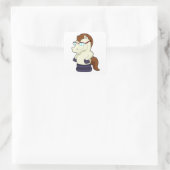 Schachstück Ritter als Pferd mit Sonnenbrille Quadratischer Aufkleber (Tasche)