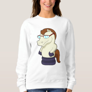 Schachstück Ritter als Pferd mit Sonnenbrille Sweatshirt