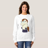 Schachstück Ritter als Pferd mit Sonnenbrille Sweatshirt (Vorne ganz)