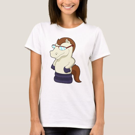 Schachstück Ritter als Pferd mit Sonnenbrille T-Shirt (Vorderseite)