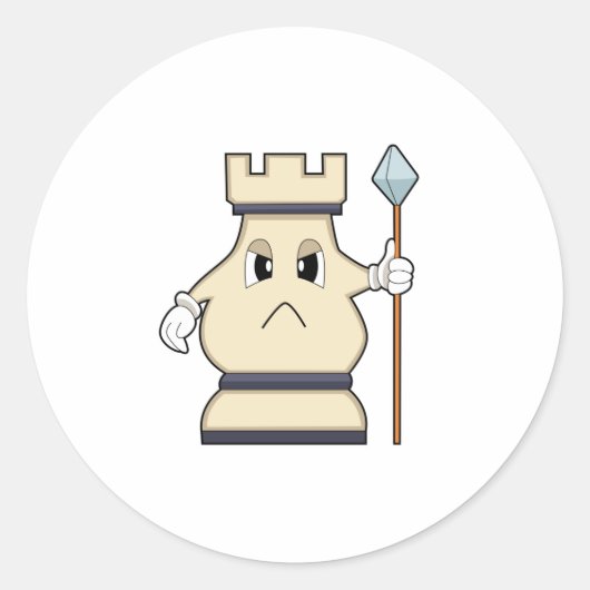 Schachstück Rook bei Schach.PNG Runder Aufkleber (Vorderseite)