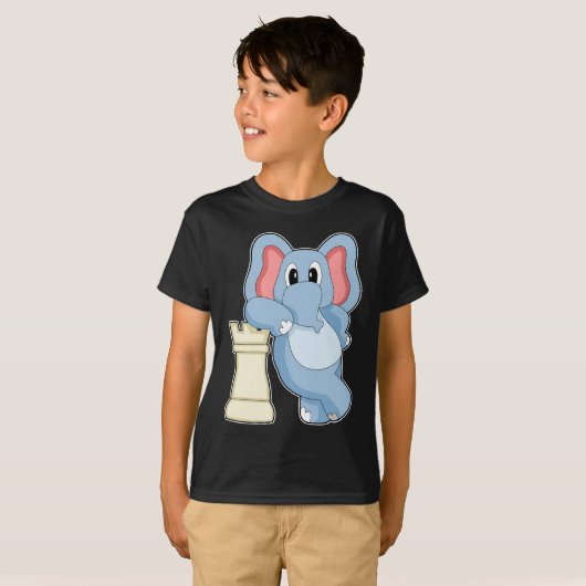 Schachstück Rook Elephant Schach T-Shirt (Vorne ganz)