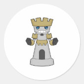 Schachstück Rook Schach Runder Aufkleber (Vorderseite)
