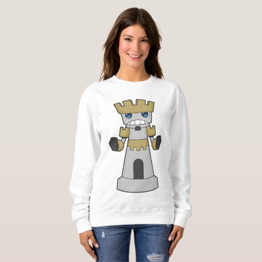 Schachstück Rook Schach Sweatshirt (Vorne ganz)