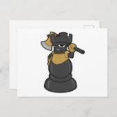 Schachstück Schach mit Ax Postkarte (Vorne/Hinten)