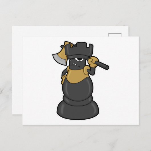 Schachstück Schach mit Ax Postkarte (Vorne/Hinten)