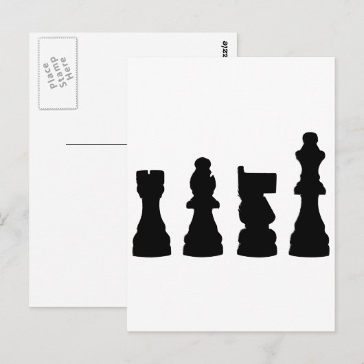 Schachstück-Silhouette Postkarte (Vorne/Hinten)