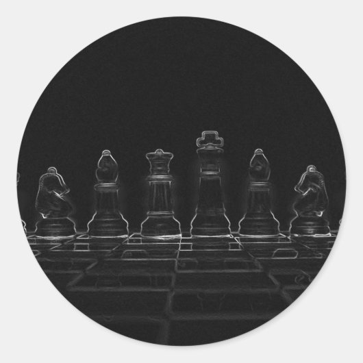 Schachstücke Runder Aufkleber (Vorderseite)
