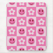 Schachte Blume und fröhliche Gesichter rosa Mousepad (Vorne)