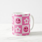 Schachte Blume und glückliche Gesichter rosa Kaffeetasse (VorderseiteRechts)