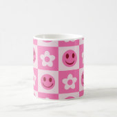 Schachte Blume und glückliche Gesichter rosa Kaffeetasse (Mittel)
