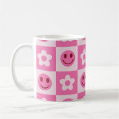 Schachte Blume und glückliche Gesichter rosa Kaffeetasse (Links)