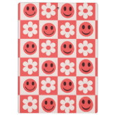 Schachte Blume und glückliche Gesichter rot Klemmbrett (Rückseite)