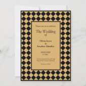 Schachte einfache moderne Black Gold Hochzeit Einladung (Vorderseite)